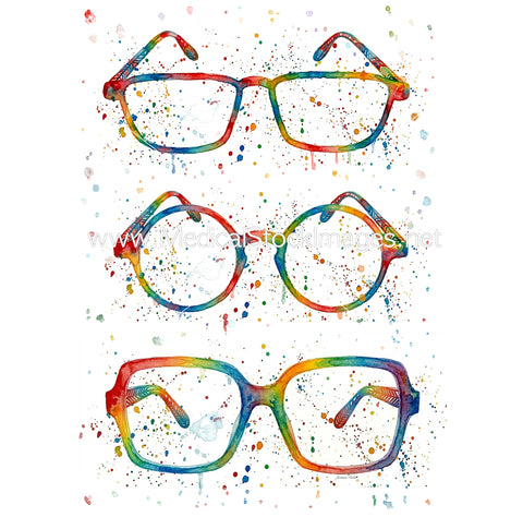 Glasses in Watercolour Illustration Funky Style