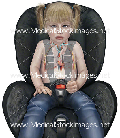 Child in Car Seat with Buckle Over the Heart